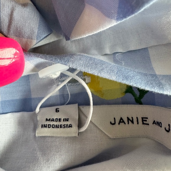 NWT Janie and Jack Lemon Gingham Ruffle Top size 6 - Picture 4 of 4